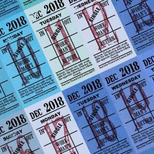 Ticket style date-sheet, December 2018