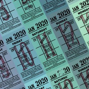 Ticket style date-sheet, January 2020