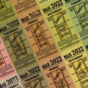 Ticket style date-sheet, March 2022