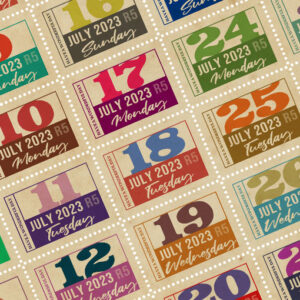 Label style date-sheet, July 2023