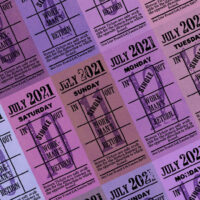 Ticket style date-sheet, July 2021