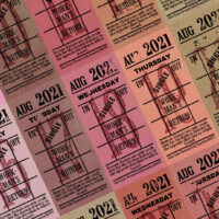 Ticket style date-sheet, August 2021