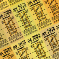 Ticket style date-sheet, January 2022