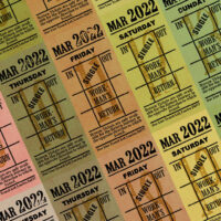 Ticket style date-sheet, March 2022
