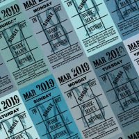 Ticket style date-sheet, March 2019